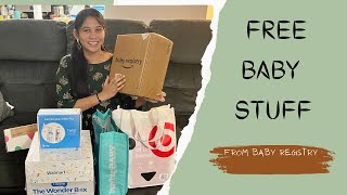 Free Baby Stuff 👶🏻🍼  Freebies  Baby Registry 💝  Pregnancy vlog  Telugu vlogs [upl. by Ahtnammas477]