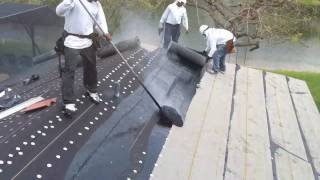 New Roofing  Roof 90lb hotmop Installation and Roof tile loading [upl. by Janos]