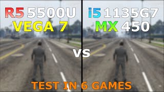 i51135G7 MX450 vs Ryzen 5 5500U Vega 7 Gaming Test  2021 [upl. by Schuman407]