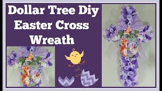 Dollar Tree DIY Cross Wreath for Easter 🌸 Easy and Fun to Make [upl. by Taran969]