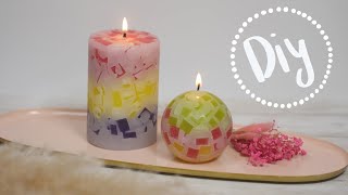 DIY Kerzen gießen mit Kerzengießform und Wachswürfeln  Terrazzo Kerzen selber machen [upl. by Everick618]