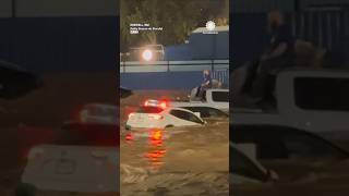 Cars Buildings Underwater  Roswell Residents Wait on Roof [upl. by Rhtaeh]