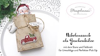 Nikolaussack als Geschenkidee  Stanz und Falzbrett für Umschläge  Perfekter Pick Up  Basteln [upl. by Nodarb]