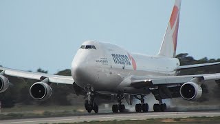 ¡SUPER HEAVY BOEING 7474F6 BDSF Magma Aviation Landing amp Taxi  PlaneSpotting Palma de Mallorca [upl. by Leonteen]