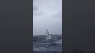 Massive pitchpole🫢 ilca sailboat crash catchyouinthewaves boating wind lasersailing [upl. by Cirillo355]