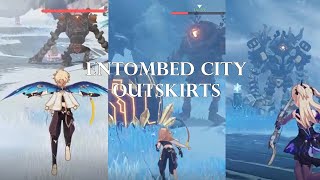 3 Ruin Guards Battle at Entombed City Outskirts  Genshin Impact Dragonspine [upl. by Anahahs684]