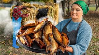 Smoking Fish the Ancient Way Using a Handmade Reed Smoker [upl. by Janeva]