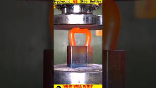 Hydraulic Press Vs Stainless Steel Bottlesviral [upl. by Ardnikal]