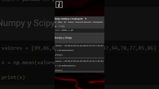 Cómo calcular Media Mediana y Moda en python con numpy y scipy [upl. by Zarla]