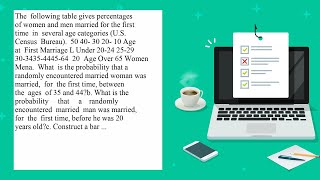 The following table gives percentages of women and men married for the first time in several age [upl. by Reaht166]