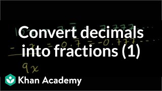 Converting repeating decimals to fractions 1  Linear equations  Algebra I  Khan Academy [upl. by Alolomo554]