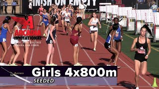 2022 TF  Arcadia Invite  4x800 Relay Girls Seeded then Invite [upl. by Sairacaz]