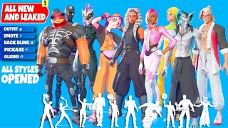 Fortnite New and Leaked Skins and Emotes by Chapter 4 Season 4 all Styles opened [upl. by Ciredec]