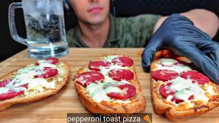 Crunchy Pepperoni Toast Pizza ASMR Relaxing Eating Sounds [upl. by Riegel]