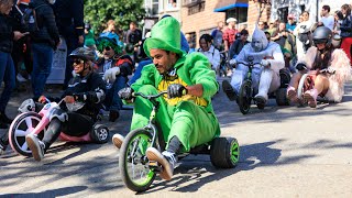 Adult tricycle race brings a refuge of childhood in San Francisco [upl. by Neelram524]