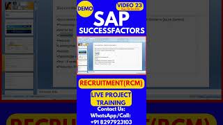 SAP SuccessFactors RCM Training Video 23 11th Oct 2024 sapsuccessfactorstraining [upl. by Dianna]