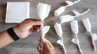 How to make a rose using a paper napkin [upl. by Enyalaj]