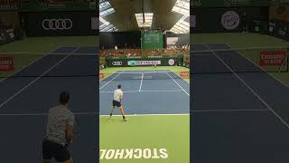 Tennis ATP250 Stockholm Open  Djere serving explore tennis fun [upl. by Ilonka877]