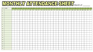 MONTHLY ATTENDANCE SHEET DAILY ATTENDANCE SHEET [upl. by Ohcamac48]