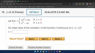 Calculus 1  HW2 Q10  25047MI  WebAssign [upl. by Orion]