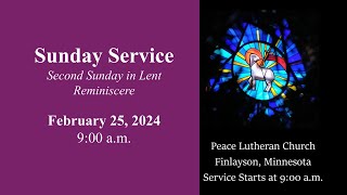 Peace Lutheran Church Finlayson MN Sunday Service  February 25 2024 900 am [upl. by Geneva]