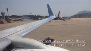 TRIP REPORT Thomson TUI Airlines UK 737800 Sky Interior NewcastleCorfu Kerkyra Economy HD [upl. by Esiahc]