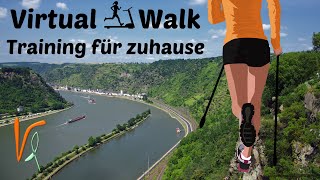 Virtuelles Walking für Laufband und Crosstrainer  Laufband Video  Heimtraining  Rhein Landschaft [upl. by Artie]