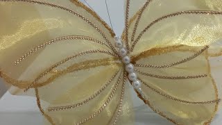 DIY BORBOLETA DE ORGANZA PARA O NATAL [upl. by Narrat978]