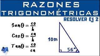 Solucionar un triángulo rectángulo  Razones trigonométricas  Ejemplo 2 [upl. by Edrea]