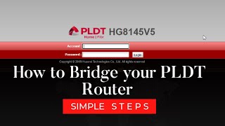 How to Bridge PLDT Router  huawei echolife HG8145V5  HOO Basics [upl. by Dine716]