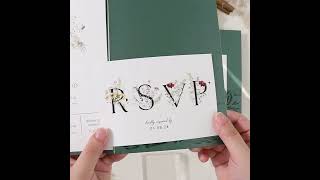 Elegant Emerald Green Wildflower Laser Cut Wedding Invitation EWWS337 [upl. by Munroe]