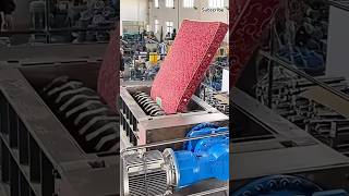 The shredding process of waste mattresses machine recycling shorts [upl. by Idnahr]