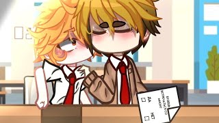 meme  Mirándote  AtsuHina Haikyuu gacha trend AU school NOT MY IDEA [upl. by Yessac]