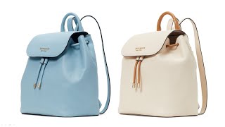 Kate Spade bag Sinch pebbled leather medium flap backpack Color blue white black green [upl. by Hoseia67]