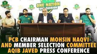 PCB Chairman Mohsin Naqvi and Member Selection Committee Aqib Javed Press Conference  PCB [upl. by Rourke632]