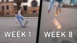 MY 2 MONTH SKATEBOARDING PROGRESSION from nothing to bigspins etc [upl. by Aitahs]