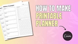 HOW TO MAKE PRINTABLE PLANNER IN CANVA  CANVA TUTORIAL FOR BEGINERS [upl. by Atteuqram311]