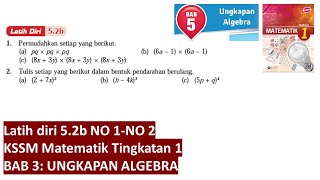 KSSM Matematik Tingkatan 1 Bab 5 latih diri 52b ungkapan algebra buku teks tingkatan 1 pt3 [upl. by Nirrol364]