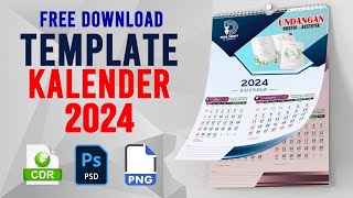 TEMPLATE KALENDER 2024 CDR  SIAP PAKAI  FREE DOWNLOAD  FREE USE 🤝 [upl. by Phio]