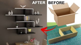 DIY wall shelf decor  Cardboard wall shelf decorating ideas [upl. by Annahtur]