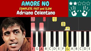 AMORE NO  Adriano Celentano  PIANO TUTORIAL fast  slow [upl. by Sevy177]