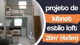 PROJETO KITNET ESTILO LOFT MINI APARTAMENTO LOFT 20M2 [upl. by Federico]