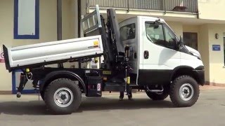 Iveco Daily 4x4 2 assi  Cassone ribaltabile trilaterale con gru DN [upl. by Eelahs]