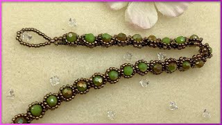 Beaded Cup Bezel Bracelet Tutorial [upl. by Christalle]