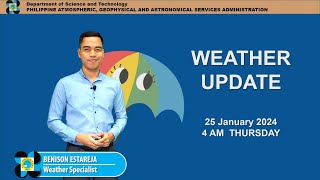 Public Weather Forecast issued at 4AM  January 25 2024  Thursday [upl. by Novaelc]