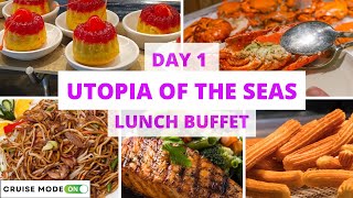 UTOPIA OF THE SEAS EMBARKATION LUNCH BUFFET AT WINDJAMMER DAY 1 utopiaoftheseas portcanaveral [upl. by Newcomer]