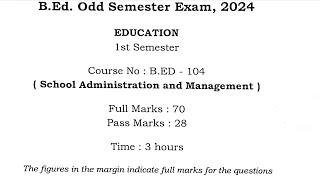 Bed First Semester Bed 104 2023 questions paper discussion rubelsiracademy Bedfirstsemester [upl. by Erdnassak]