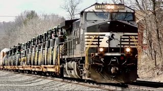 NS Freight Train Hauling John Deere Tractors 4380 Leading Mixed Manifest Jeannette Pa March 2024 [upl. by Lesna]