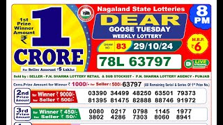 LIVE Lottery Sambsd 8pm Official 29102024 Result  Nagaland State Lottery [upl. by Costanzia412]