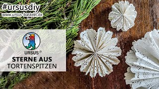 Romantische Faltsterne aus Tortenspitzen  DIY Craft mit Paper Doilies [upl. by Nsaj713]